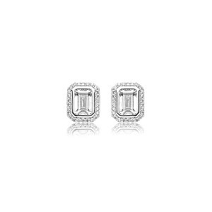 Brinco retangular zircônia ródio semijoia