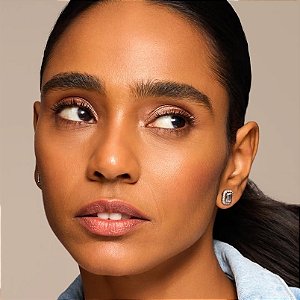 Brinco retangular zircônia ródio semijoia