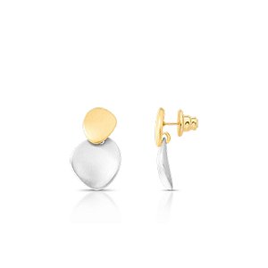 Brinco orgânico ouro e ródio fosco semijoia