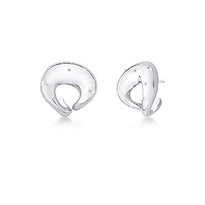 Brinco curvado mini esferas ródio semijoia