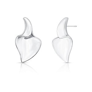 Brinco abaulado curvo ródio semijoia