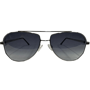 Óculos de sol AC Brazil Aviador Metal Prata Lente Preta Degradê