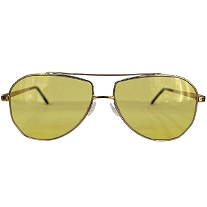 Óculos de sol AC Brazil Aviador Metal Dourado Lente Amarela