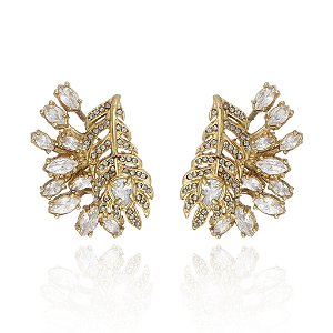 Brinco Claudia Arbex pavão cristais ouro vintage