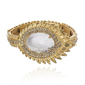 Puseira Claudia Arbex pavão cristais ouro vintage