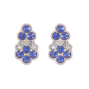 Brinco Leticia Sarabia cristais rivoli mix azul marinho prateado B9169