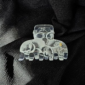 Piranha de cabelo Bianca transparente floral branco 05 003 C