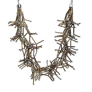 Colar Lita Raies canutilhos grafite semijoia