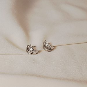 Brinco argolinha zircônia ródio  semijoia