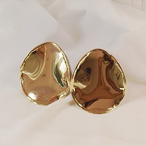 Maxi brinco orgânico ouro semijoia