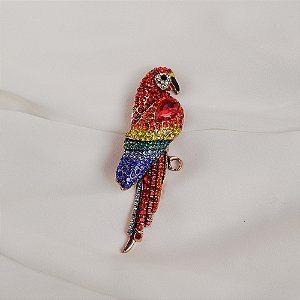 Broche arara cristais coloridos