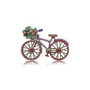 Broche bicicleta cristais coloridos