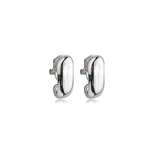 Brinco pressão curvado liso ródio semijoia 7127705