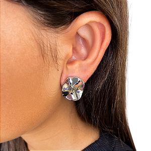 Brinco pressão orgânico metal amassado ródio semijoia