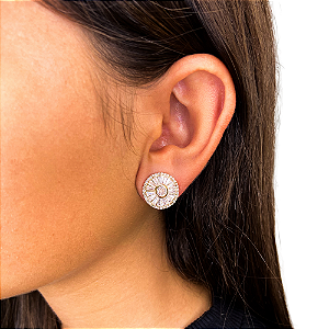 Brinco pressão pizza zircônia ouro semijoia