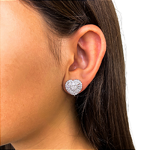 Brinco pressão coração zircônia ródio semijoia