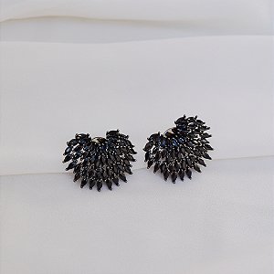 Brinco asa zircônia black ródio negro semijoia YJ0074