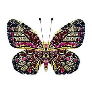Broche magnético borboleta cristais pink m