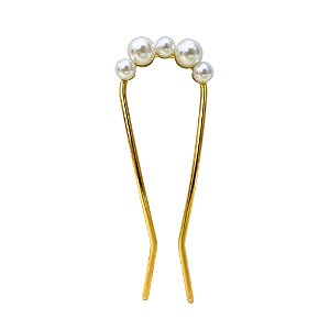 Pente coque pérolas dourado