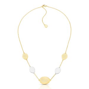 Colar curto mix ouro e ródio fosco semijoia