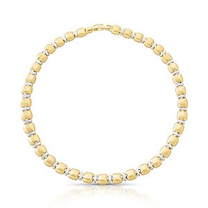 Colar modern petit mix ouro e ródio fosco semijoia