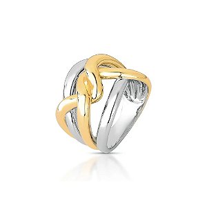 Anel elos mix ouro e ródio semijoia