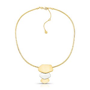 Colar curto mix ouro e ródio fosco semijoia