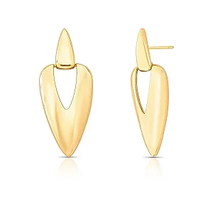 Brinco pêndulo liso ouro semijoia