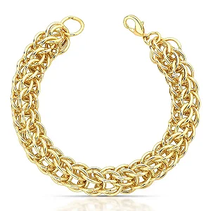 Pulseira trançada ouro semijoia