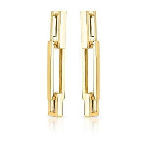 Brinco 2 em 1 argola retangular ouro semijoia