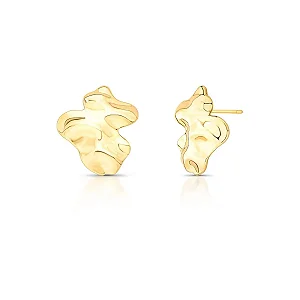 Brinco orgânico ondulado ouro semijoia