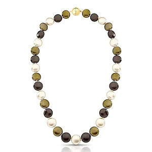 Colar pérola shell achatada semijoia