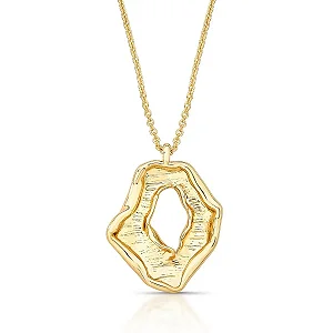 Colar pingente oval vazado ouro semijoia