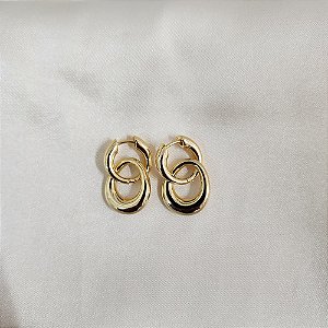 Brinco argolinha 2 em 1 penduricalho ouro semijoia