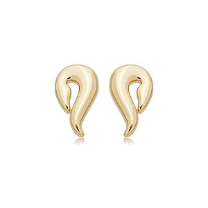 Brinco curvado ouro semijoia