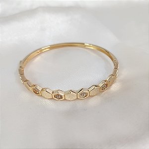 Bracelete colmeia cristal ouro semijoia