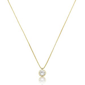 Colar ponto de luz zircônia ouro semijoia