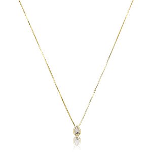 Colar ponto de luz gota zircônia ouro semijoia