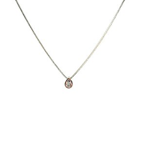 Colar ponto de luz gota zircônia ouro semijoia