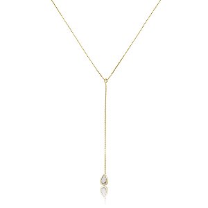 Colar ponto de luz gota zircônia ouro semijoia