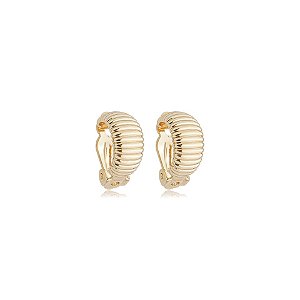 Brinco pressão meia argola texturizado ouro semijoia