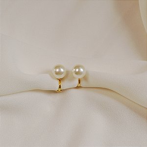 Brinco pressão pérola p ouro semijoia