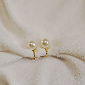 Brinco pressão pérola m ouro semijoia