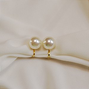 Brinco pressão pérola g ouro semijoia