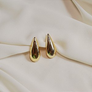 Brinco pressão gota lisa ouro semijoia