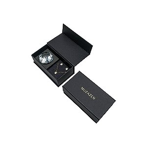 Kit Colar e Brinco oval zircônia com Caixa Decorativa Diamante