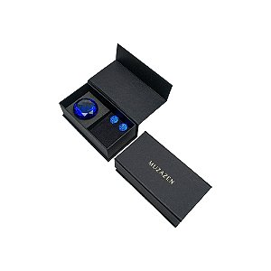 Caixa decorativa diamante com brinco Leticia Sarabia cristal azul