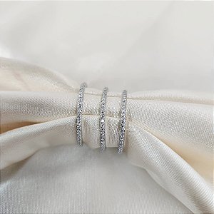 Anel Trio Alianças Elaine Palma Glam Moissanite Prata 925