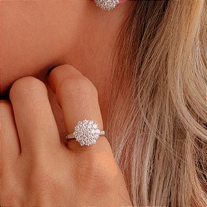 Anel chuveiro moissanite prata 925