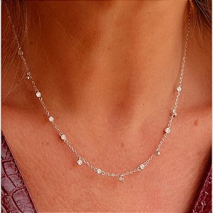 Colar corrente penduricalhos moissanite prata 925